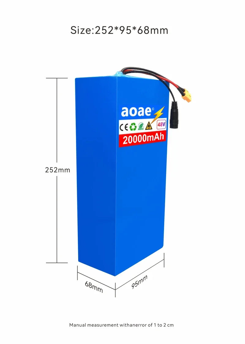 48V Scooter Battery 20Ah 13S5P A-Grade Cells 1000W-2000W Built-in BMS XT60 DC JST High Power Long Lasting for Electric Scooter