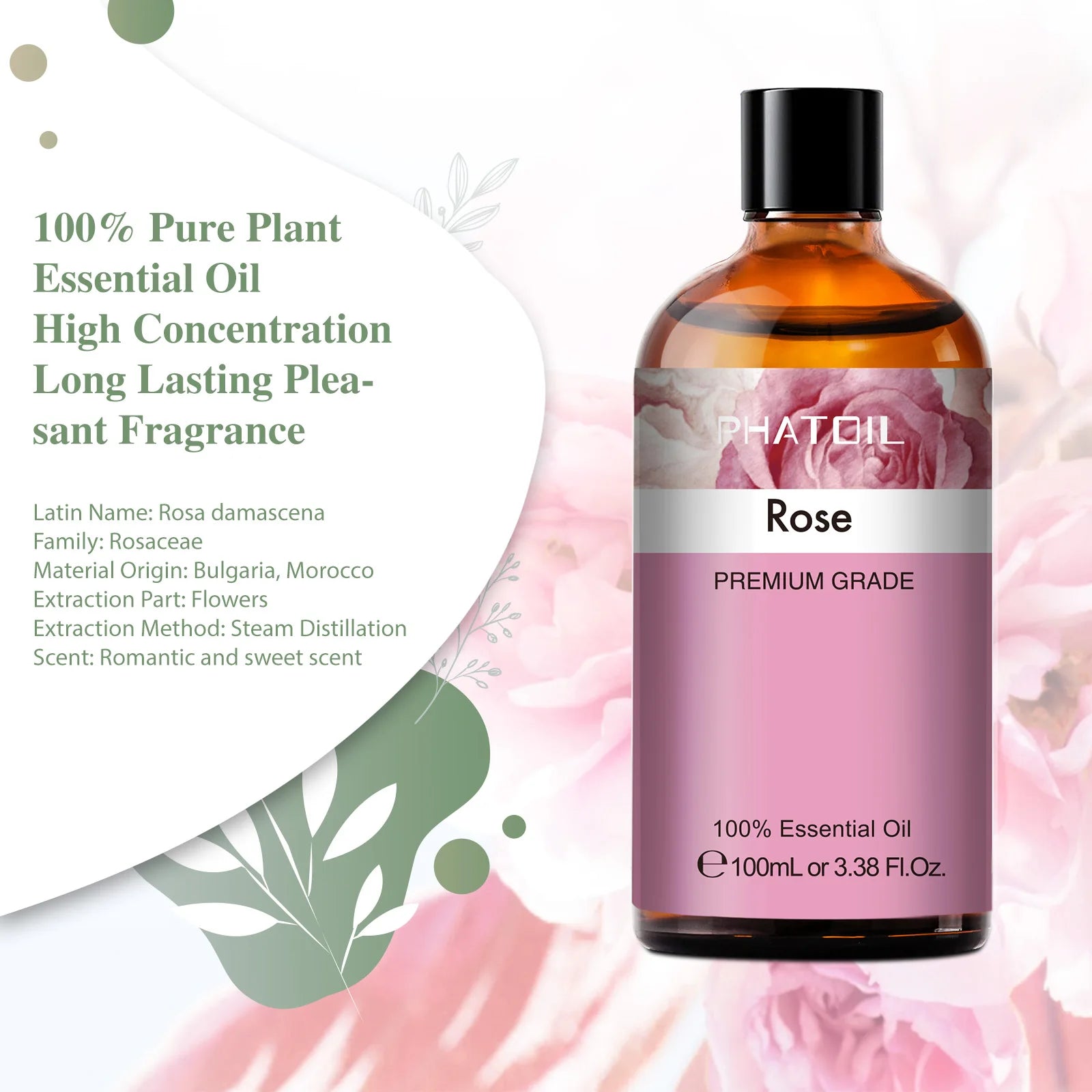 PHATOIL 100ML Copaiba Pure Essential Oils Helichrysum Neroli Australian Tea Tree Lemon Eucalyptus Turmeric Oregano Spearmint Oil