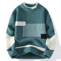 Men's Mock Neck Knitted Sweater Fashion Patchwork Knitting Pullovers Men Autumn Winter Daily Casual Warm Pullover Sweaters