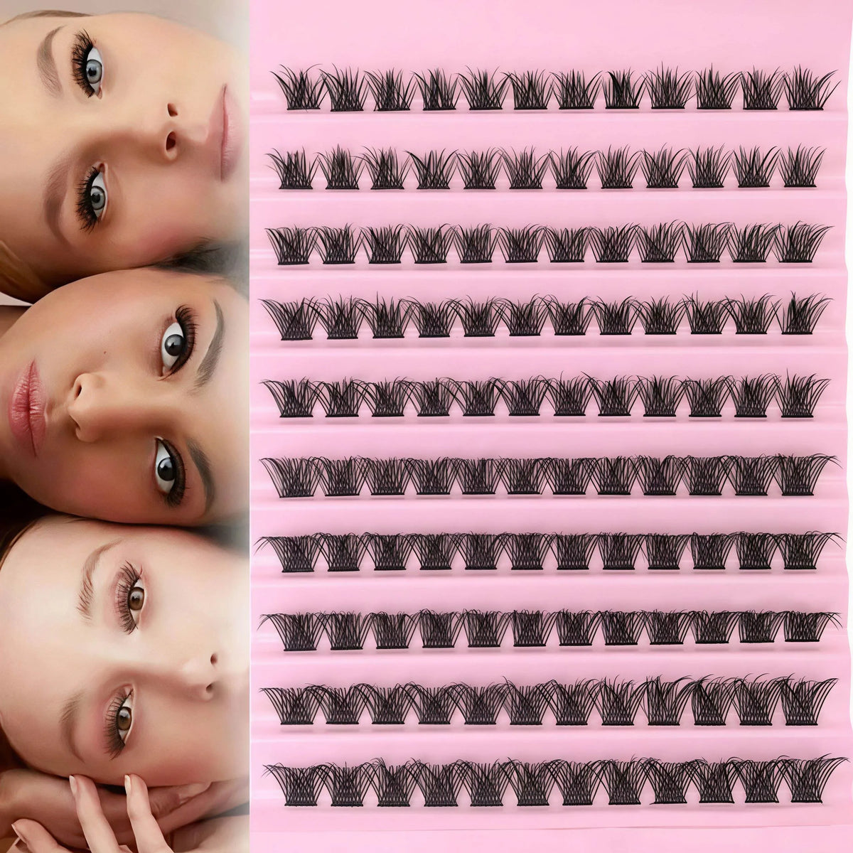 DIY Eyelash Extension Kit Individual Lashes Cluster Mix Lash Clusters with Lash Bond and Seal and Lash Accessories