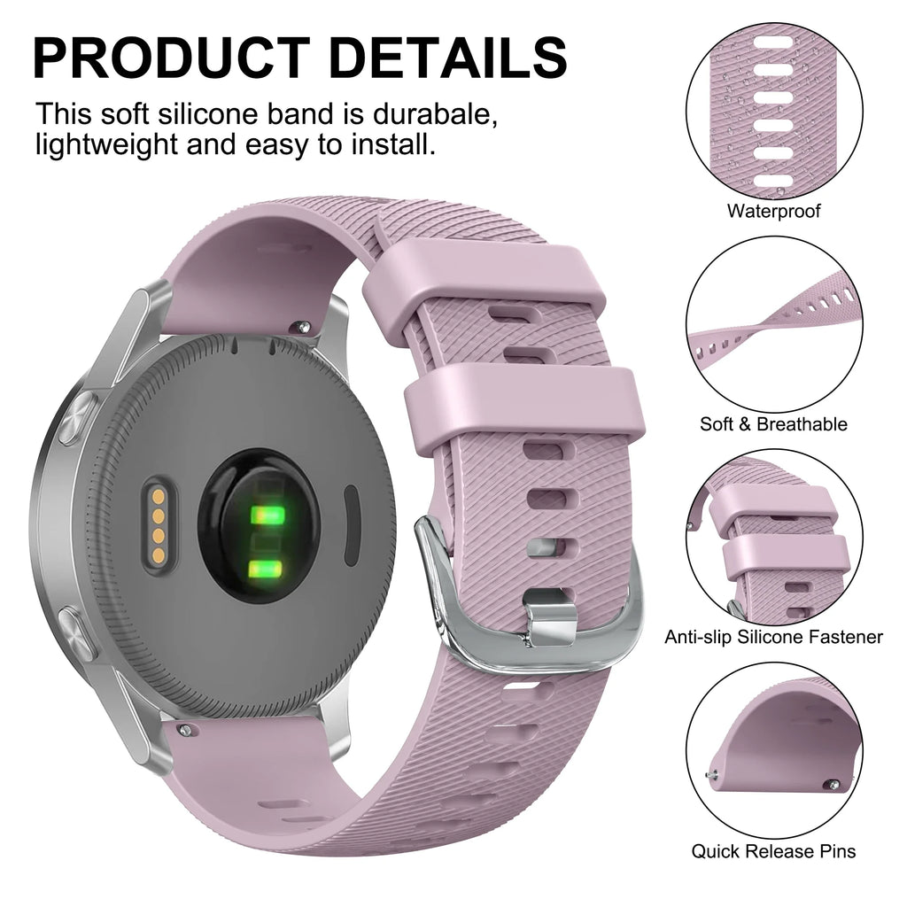 18/20/22mm Strap For Garmin Forerunner 170 70 255S 245 645 970 570 55/Venu 4 3 3S 2 2S/Vivoactive 6 5 4 Silicone Band Bracelet