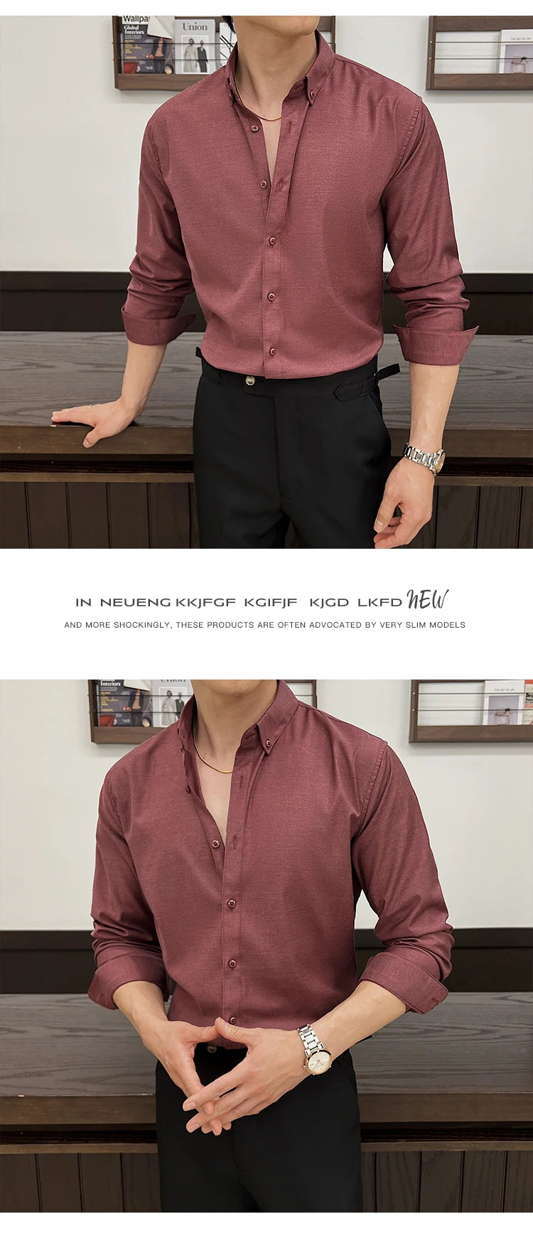 Shirts for Men Long Sleeve British Style Solid Casual Anti-wrinkle Soft Slim Fit Formal Dress Shirt Men Clothing Oversized 7XL-S