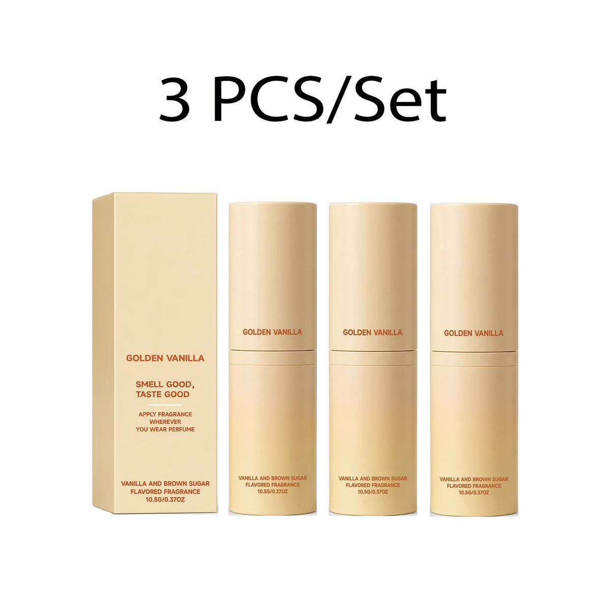 Golden Vanilla Perfume Stick Solid Fragrance Balm Plant Extract Moisturizing Skin Portable Long Lasting Pocket Scent 10g