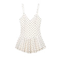 HH Women Elegant Spaghetti Strap V-Neck Dress Fashion Polka Dot Print Slim Fit White Ruffle Dress 2026 Summer Sexy Beach Wear