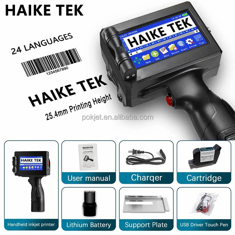25.4mm QR Bar Batch Code Variable Number Variable Date Logo Expiry Date Lable Portable Hand Jet Handheld Thermal Inkjet Printer