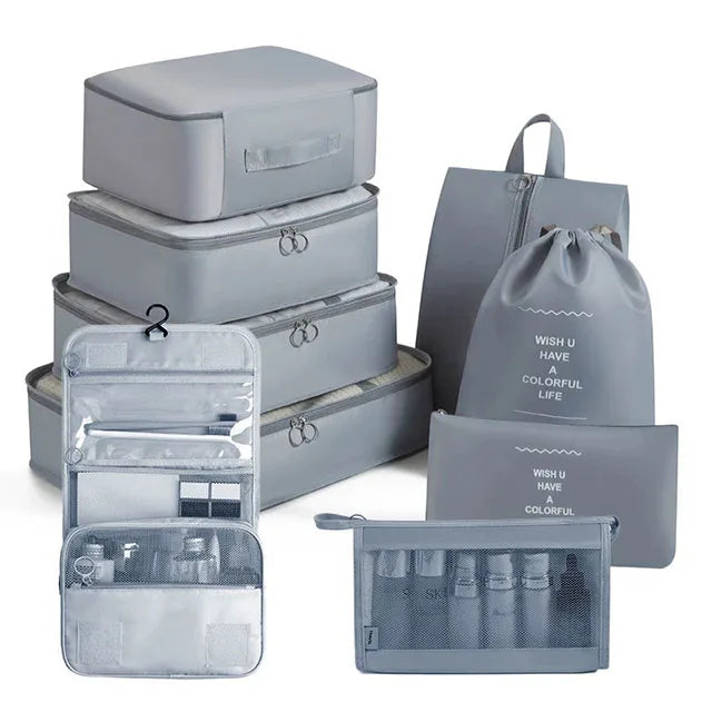 11Pcs Travel Packing Cubes Set Waterproof Luggage Organizer Drawstring Storage Bags for Clothes Shoes Underwear Cosmetic