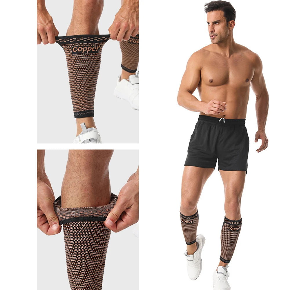 1PCS Copper Calf Compression Sleeves for Men & Women, Sports Compression Leg Sleeves for Shin Splints & Running Recovery