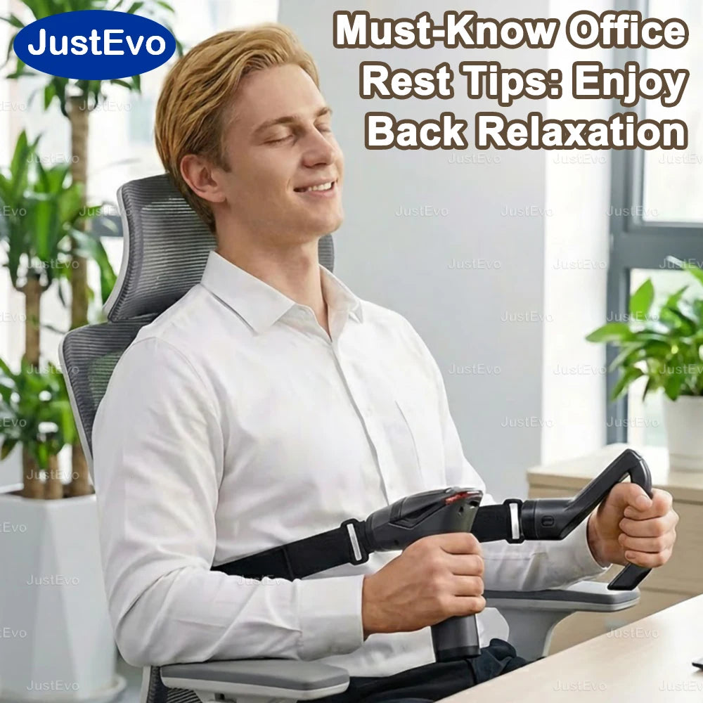 Long Handle Massage Gun Deep Tissue Percussion Back Massager Electric Muscle Soreness Relief Fascia Gun with Belt 4 Heads