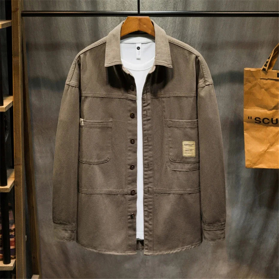 Oversized Men's Long Sleeve 100% Cotton Shirts Male Tops Big Size Fashion Casual Jacket Loose Fit Spring Outwear Plus Large 7XL