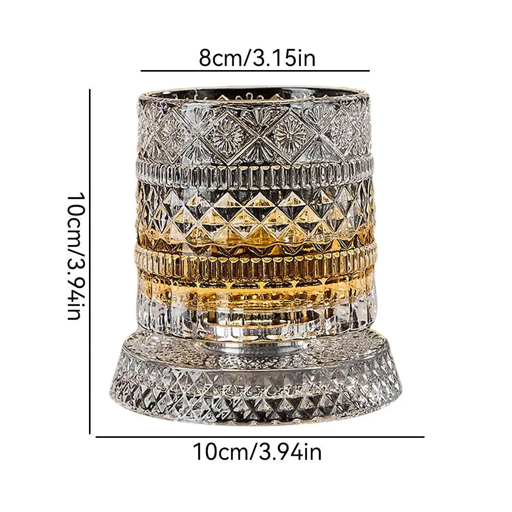 Luminous Rotating Whiskey Glass Elegant Whiskeys Cup Crystal Glass Drinkware for Parties for Cocktail Party Drinking Glass 1pcs