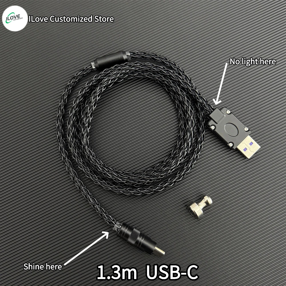 15cm C-C/USB-C Single Crystal Copper Keyboard Cable Supports 8K Magnetic Controllable Lights for HMlab Hub