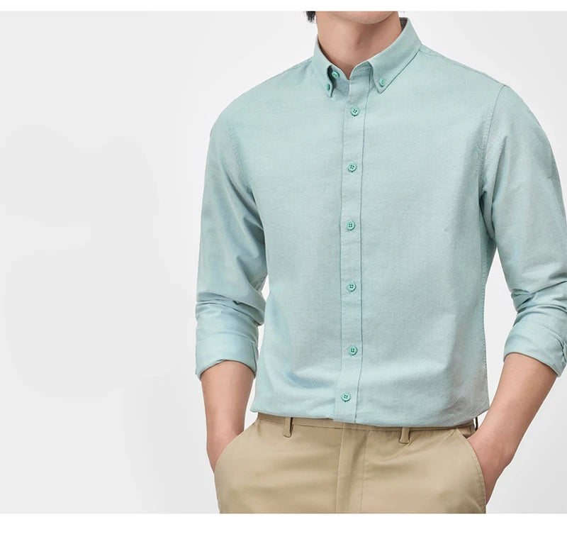 New 100% Pure Cotton Striped Shirt For Men's Long Sleeve Casual Regular Fit Soft Comfortable Business Social Shirts Men Clothing