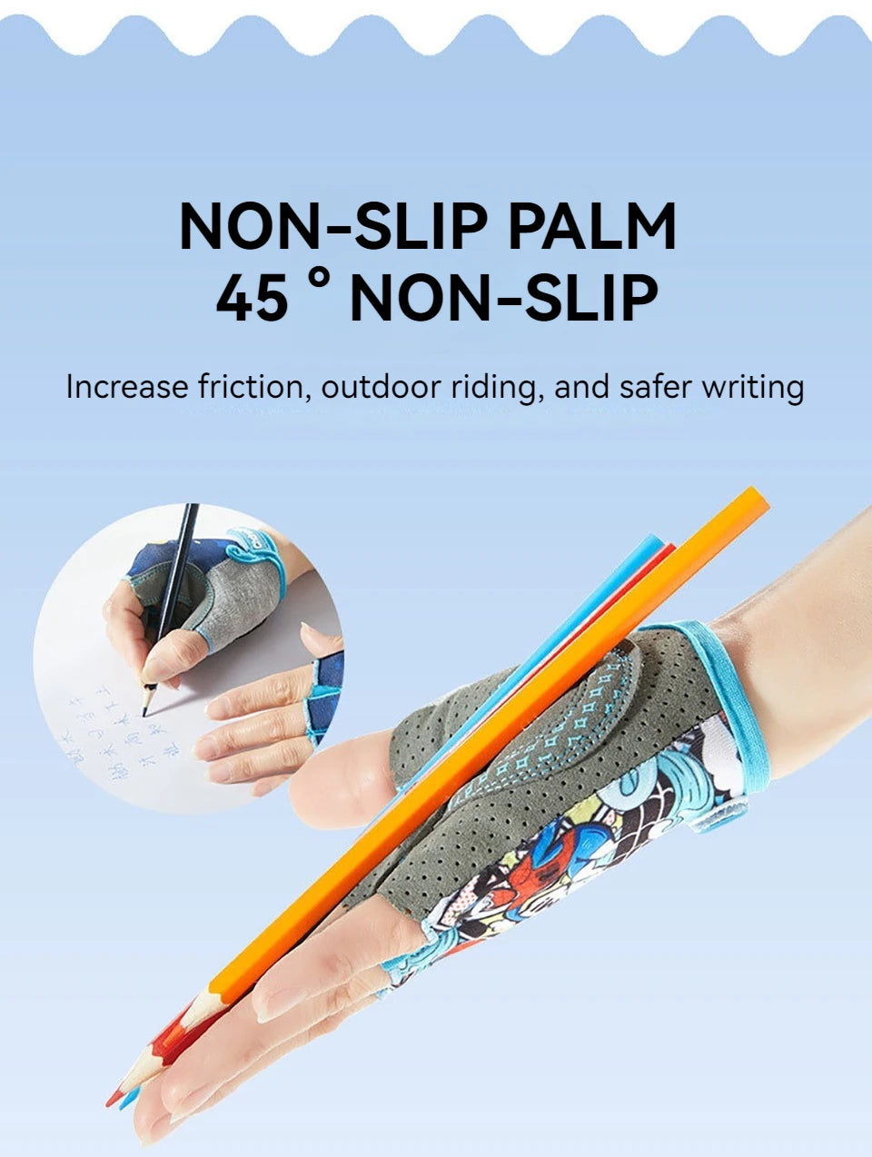 KoKossi Children's Sports Riding Gloves Half Finger Breathable Sweat Absorbing Anti Slip Boy Girl Training Exercise Protection