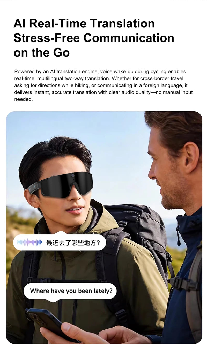 Cycling Smart Camera Glasses 800MP Photochromic Smart Glasses Bluetooth Calling Photo Video ChatGPT Music Translation