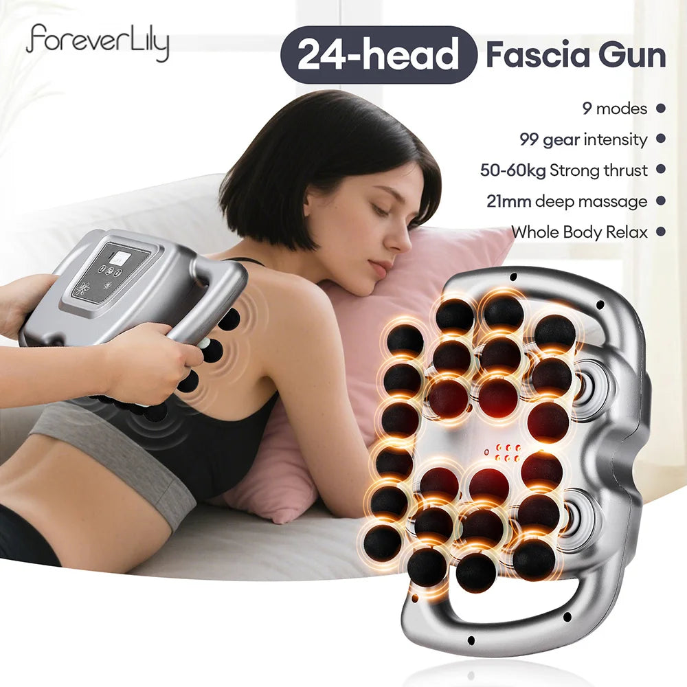 24-Head Fascia Gun 99 Levels Strength High-Frequency Vibration Body Massage Gun Back and Waist Massager Neck Shoulder masajeador