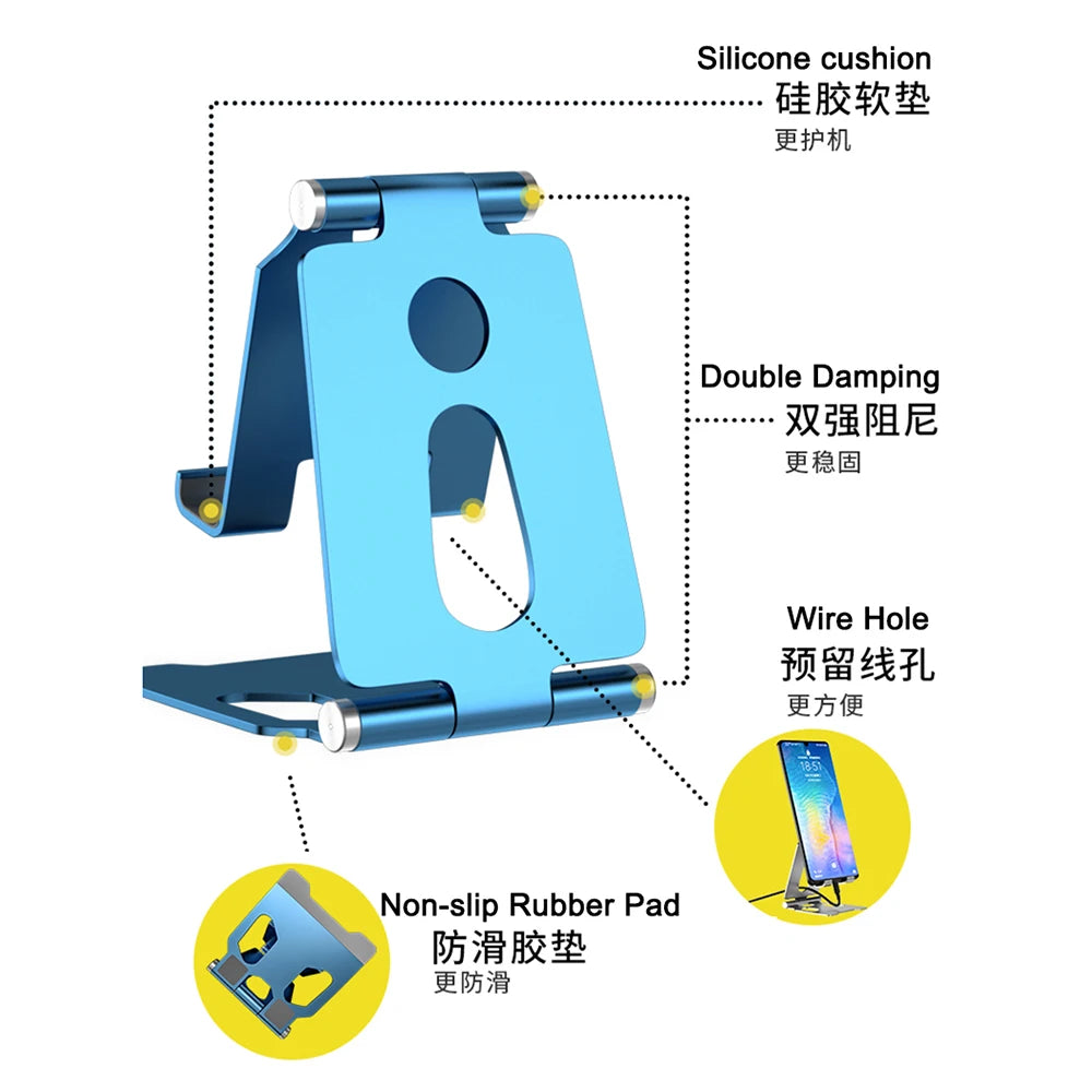 Metal Aluminum Alloy Mobile Phone Desktop Holder Stand for iPhone 13 14 Pro Stand Lazy Live Portable Folding Mobile Phone Stand