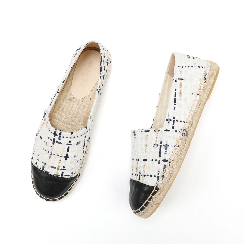 White espadrilles for women flat closed toe shoes