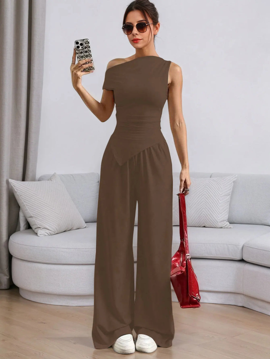 Sleeveless V-neck Vest Blazer Two-piece High-waisted Wide-leg Pants Suit 2026 Elegant Office Spring And Summer Suit Suit Female