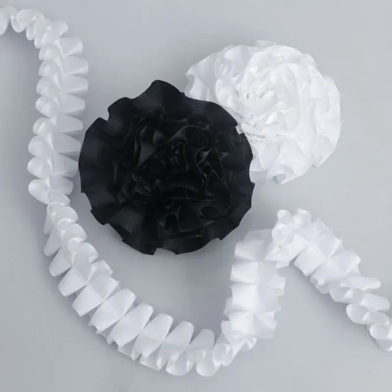 DIY Handmade Lolita Bag Accessories 2.5cm Width Polyester Ribbon with Pleated Ruffle Edge Lolita Decorative Clothes Hats Bags 1M