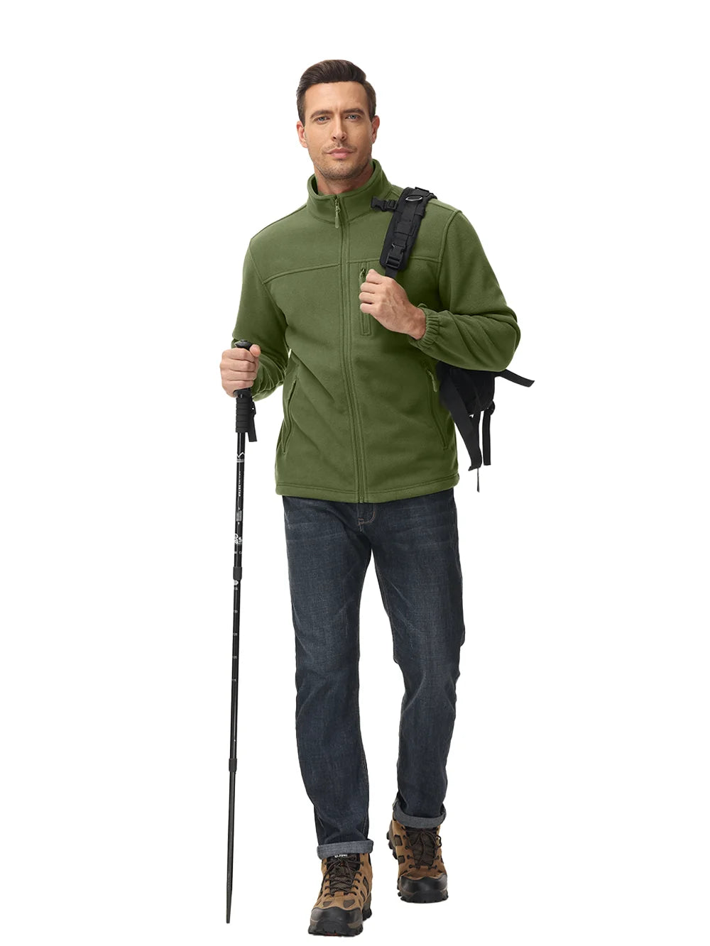 TACVASEN Full Zip Up Fleece Jacket Mens Thermal Warm Workout Jacket Outdoor Trekking Hiking Jackets Camping Coat Windbreaker