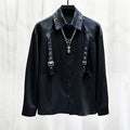 Autumn New Design Niche Splicing Long Sleeved Shirt for Men Fashionable Personality Loose and Versatile Shirt for Men