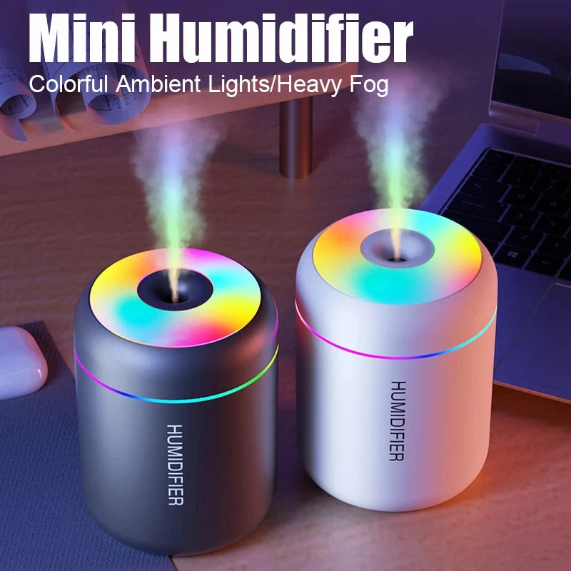 HOMEFISH Mini Air Humidifier Usb Aroma Diffuser Essential Oil Purifier Cool Mist Sprayer Home Bedroom LED Desktop Humidificador