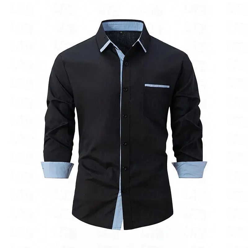 New men's business casual combination loose long sleeved pocket shirt autumn casual shirt