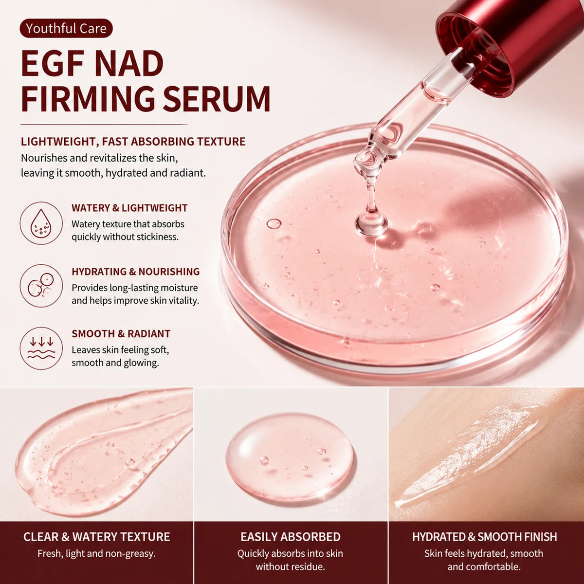 3pcs EGF NAD+ Facial Essence Collagen Moisturizing Serum - Skin Hydrating Facial Serum