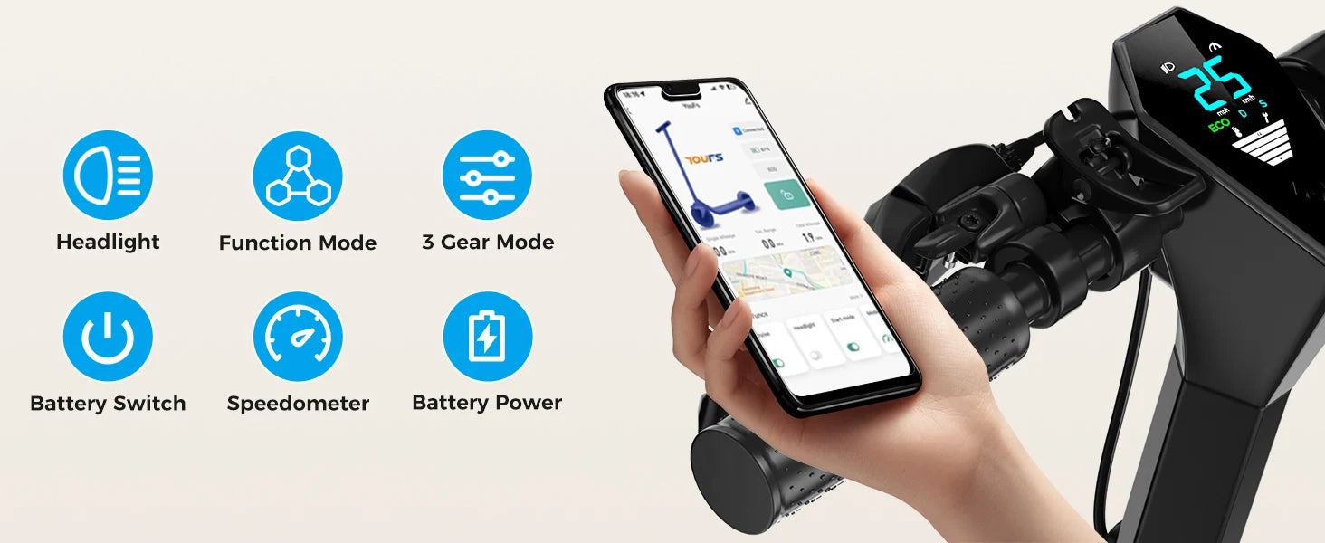 HiQiS V10 E-scooter 500W Motor 36V 10.5Ah 25 MPH Speed 22 Mile Range Foldable E-scooter 10 Inch Air Tire Electric Scooter