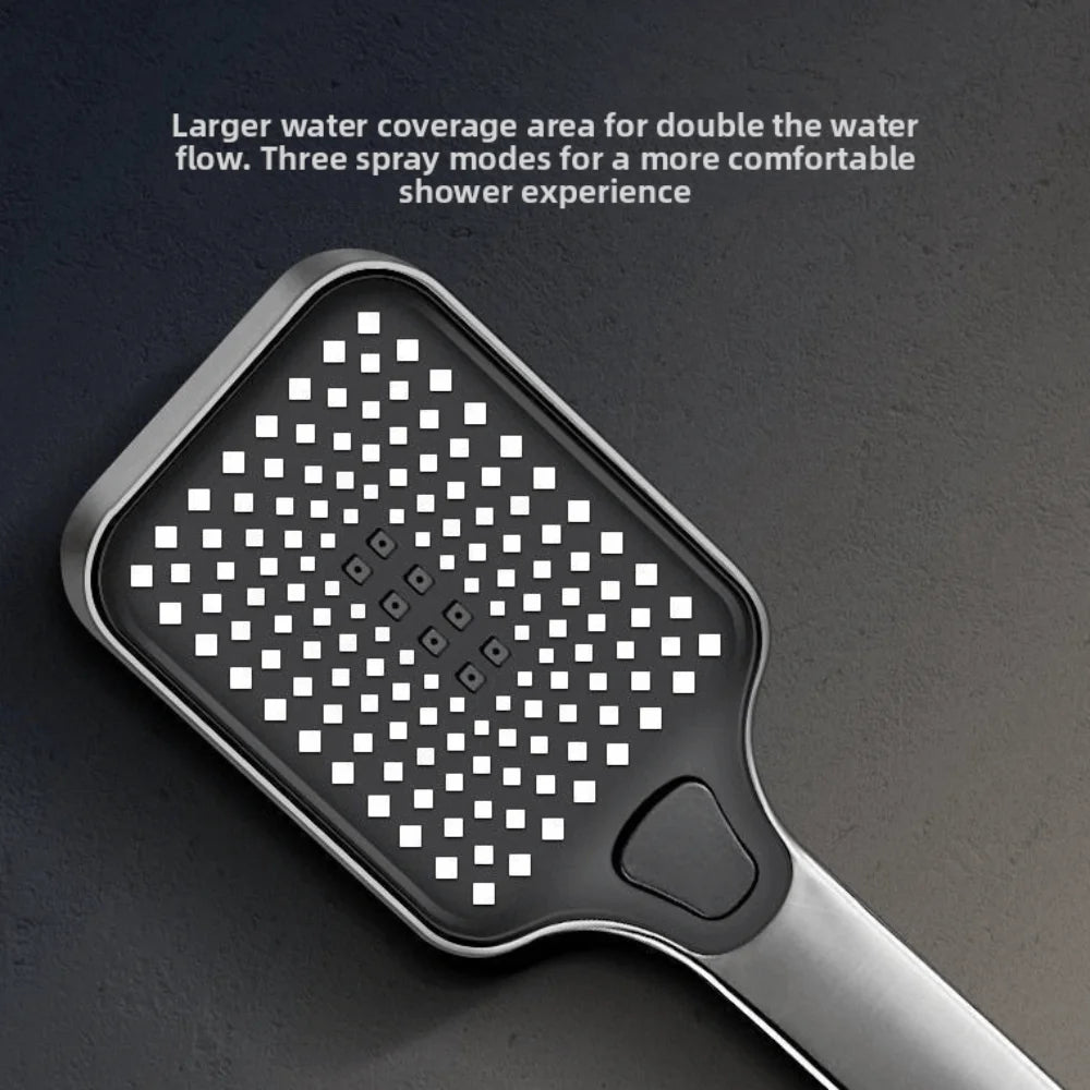 Grey Shower System Intelligent High Pressure Digital Shower Faucet Set Piano Button Temperature Display Rainfall Shower Set