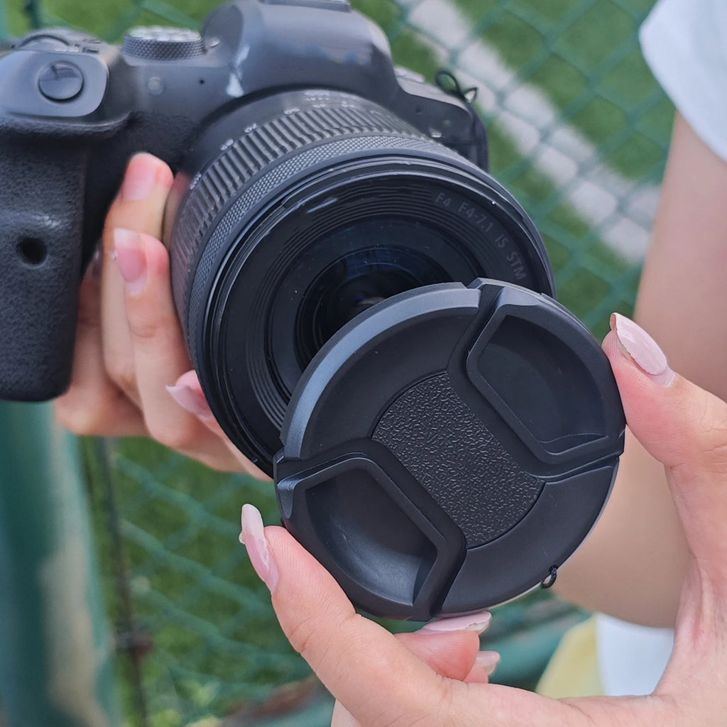Universal Lens Cap 49 52 55 58 62mm Center Pinch Snap on Front Cap Cover for DSLR Camera Lens Protector Protective Accessories