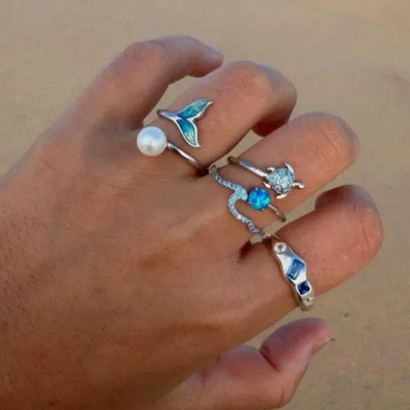 3pcs Set New Fashion 925 Sterling Silver Cute Guppy Ring Stacking Finger Ring, Animals Adjustable Open Rings Birthday Gift