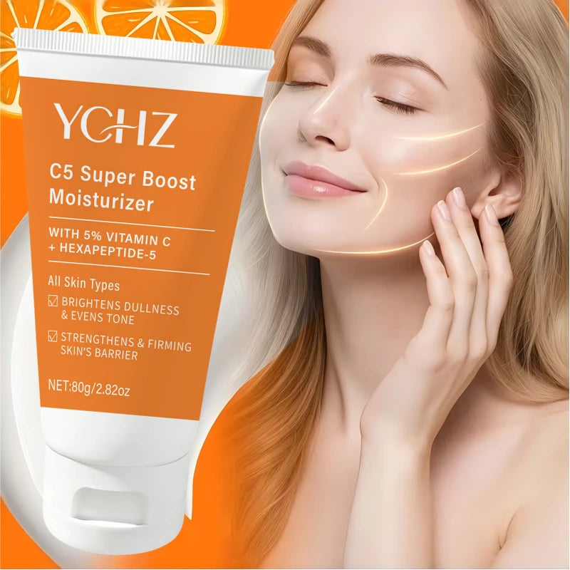 Vitamin C Brightening Cream (Containing Hyaluronic Acid, Collagen, and Niacinamide) — Brightens Skin Tone, Visibly Evens Out Skin Tone, Deeply Hydrates, Is Refreshing and Non-Greasy, Absorbs Quickly, Suitable for All Skin T