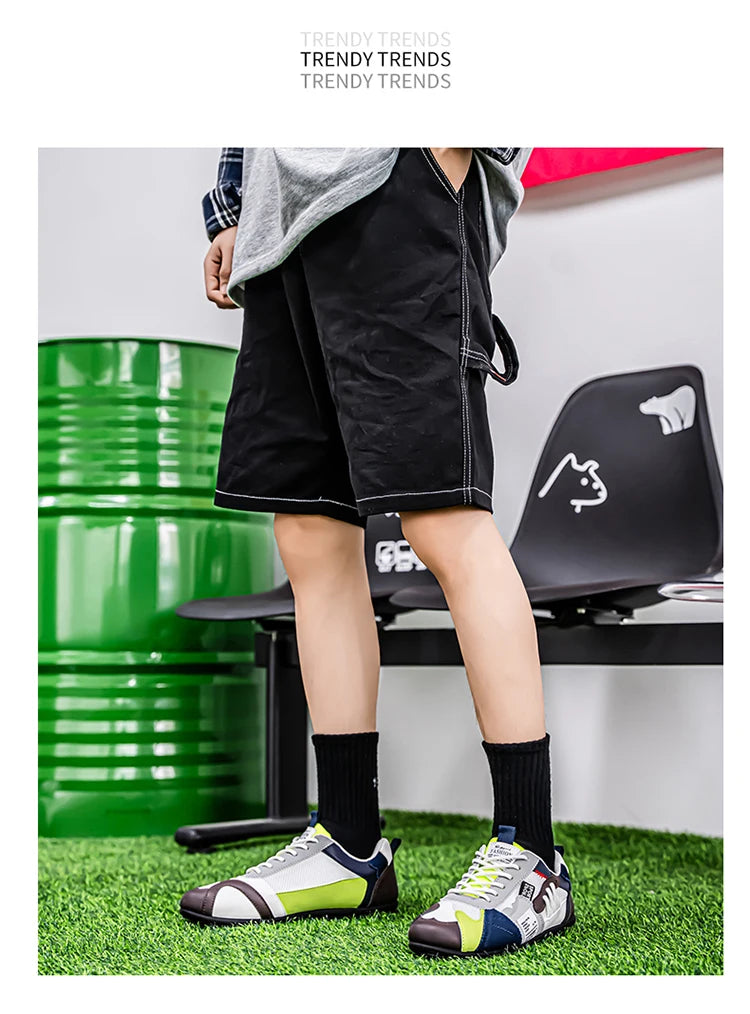 Men's Trendy Black and Gray Color-Blocked Mesh Breathable Casual Sports Shoes, Summer Thin Retro Forrest Gump Shoes, Lightweight Soft-Soled Shock-Absorbing Non-Slip Versatile Wear-Resistant Men's Shoes