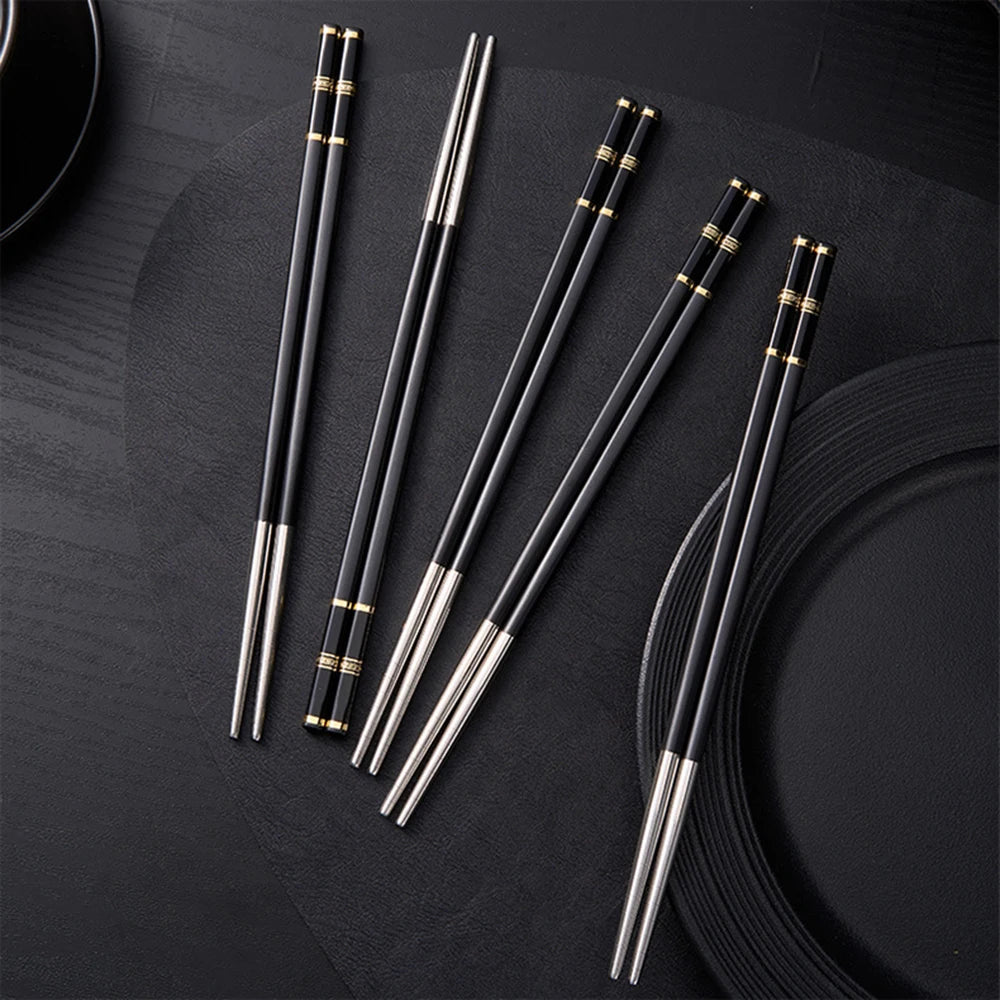 2-8 Pairs Alloy Chopstick Reusable Non-slip Sushi Food Chop Sticks Chopsticks Metal Chinese Chop Stick Tableware Kitchen Gadgets