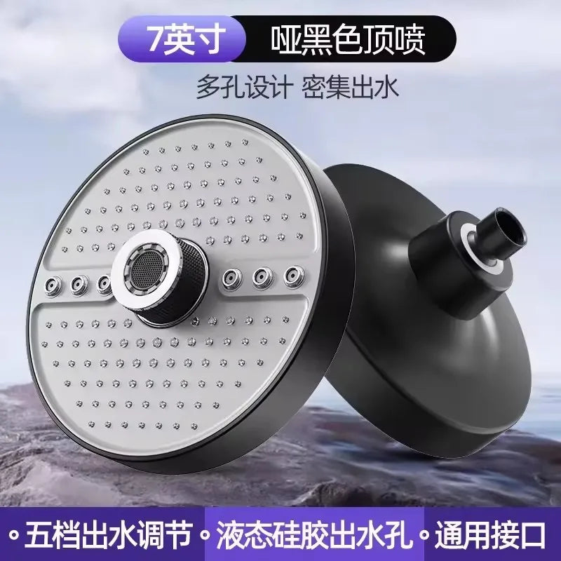 2025 New 5 Modes Large Flow Rainfall Shower Head Supercharge Shower High Pressure Top Spray Rain Showerhead Bathroom Accessories