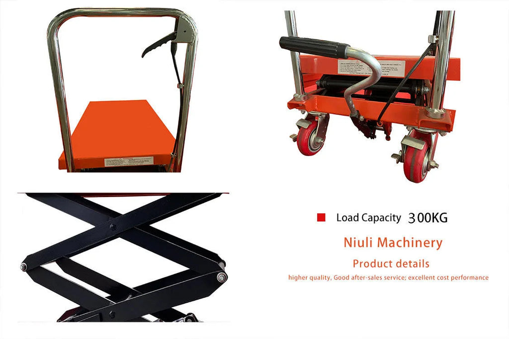 Portable Lifting Platform, Manual Hydraulic Warehouse Hoist, Small Loading Flatbed Vehicle