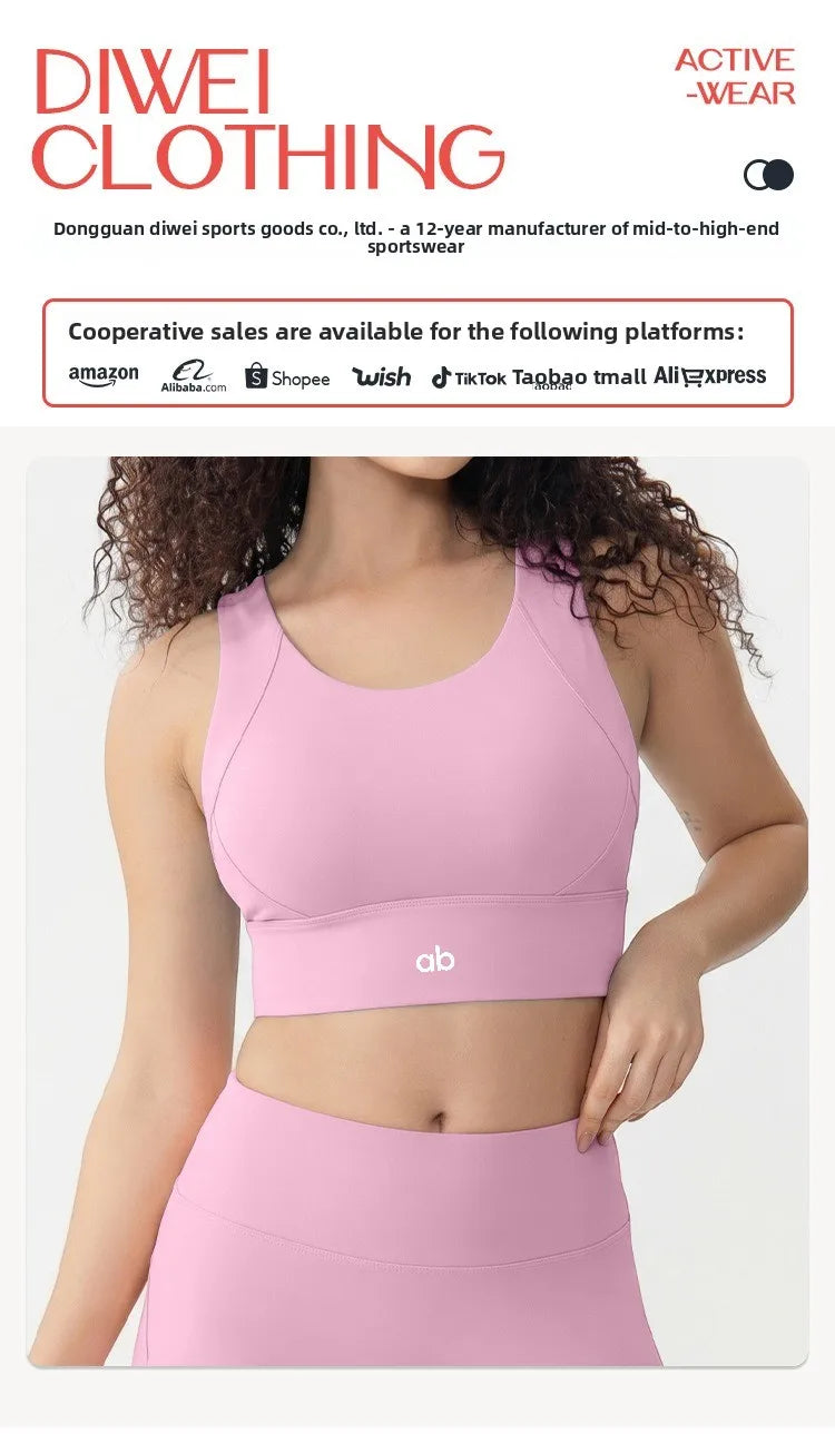 Women Fixed Chest Pad Integrated Sports Bra High Impact Shockproof Quick Dry Yoga Gym Workout Tank Top Ropa De Mujer