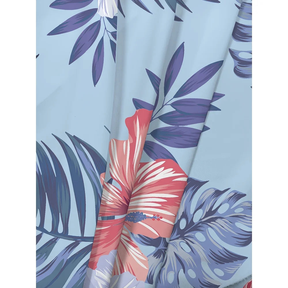 Hawaiian Tropical Plant Palm Tree Leaves 3D Shirt Men's Summer Pattern Breathable Loose Beach Top Outdoor Casual Short Sleeve