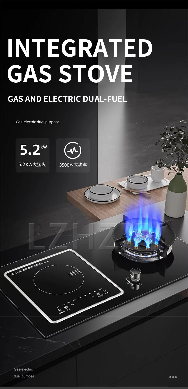 Gas Stove and Induction Cooktop Combo Built-in Cooktop Timer Energy Saving Kitchen High-Power Stove Split-Type Electric Ceramic