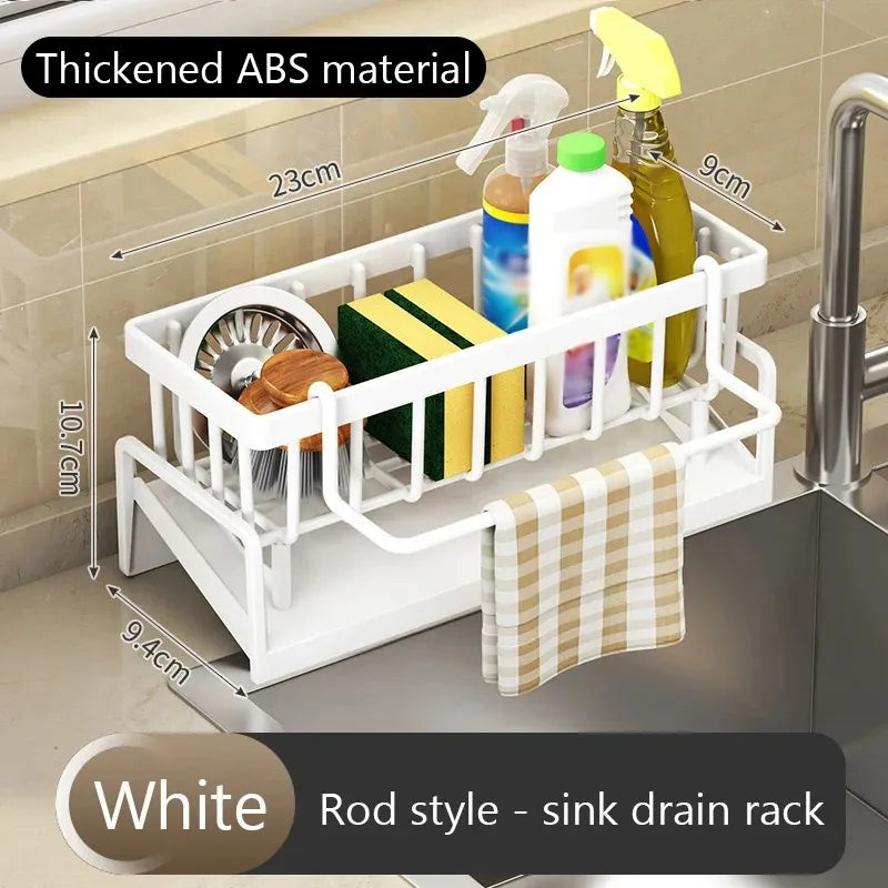 Kitchen Sink Drain Rack Organizer-Countertop Storage Shelf,for Soap Sponge Dishcloth Towel Spice, Multi-Functional Filter Basket
