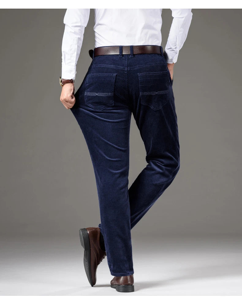Corduroy Men's Business Casual Pants Fashion Comfortable Khaki Slim Straight Trousers Classic Male Brand Clothing Pants