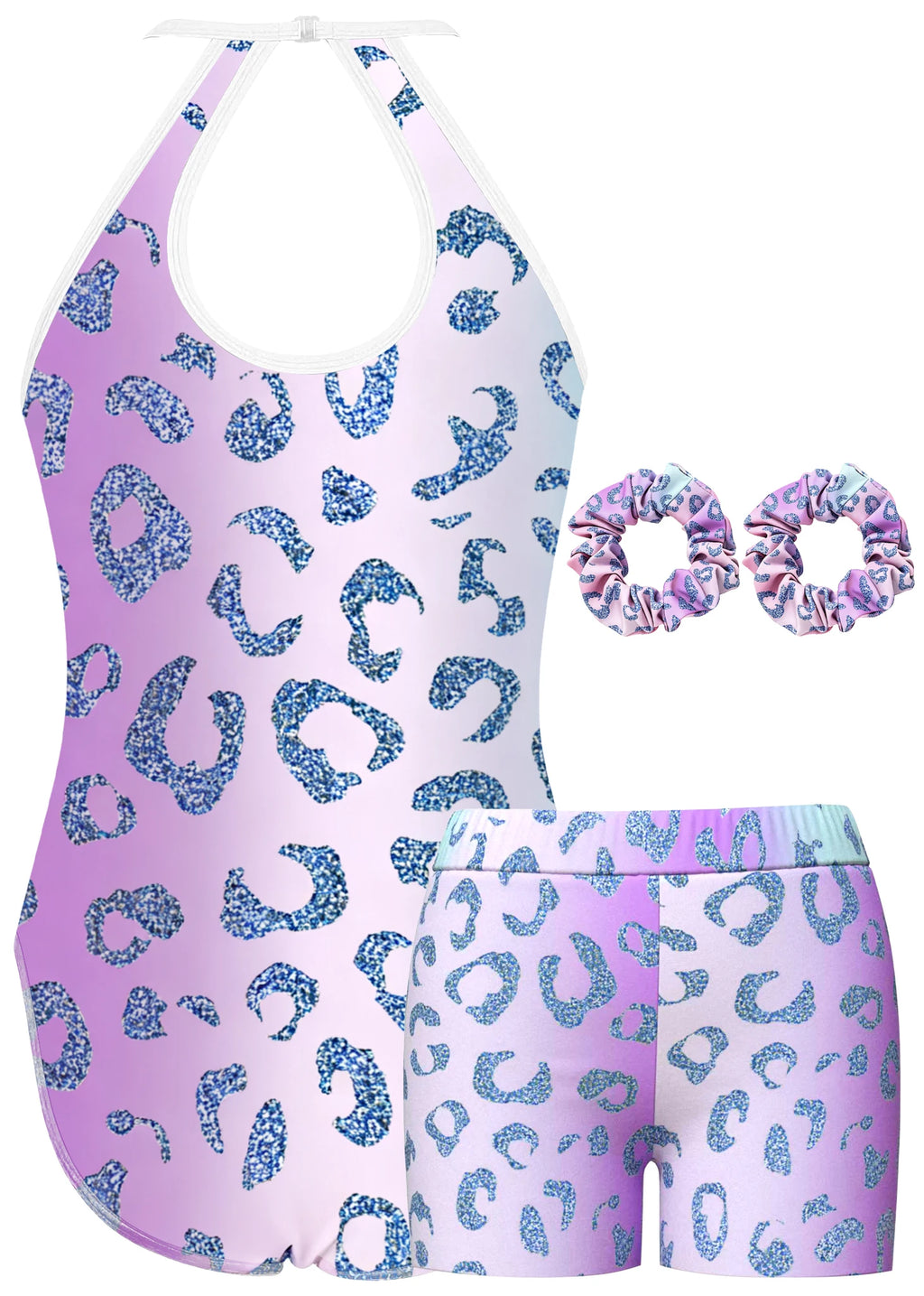 Gymnastics Leotard for Girls Athletic Gymnastics Unitard Halter Neck Biketard Tumbling Activewear for Kids No Diamond