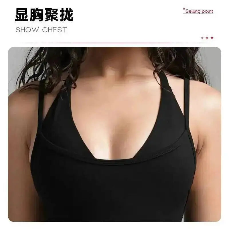 PMWRUN Women Yoga Tank Top Halter Neck Double Layer Built-in Bra Breathable Quick Dry Soft Stretchy For Gym Yoga Workout
