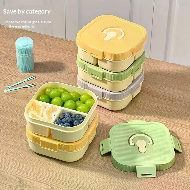 Portable Plastic Lunch Box With Compartment Microwave Safe Fruit Salad Lunch Container Kid Student Leak-proof Bento Box