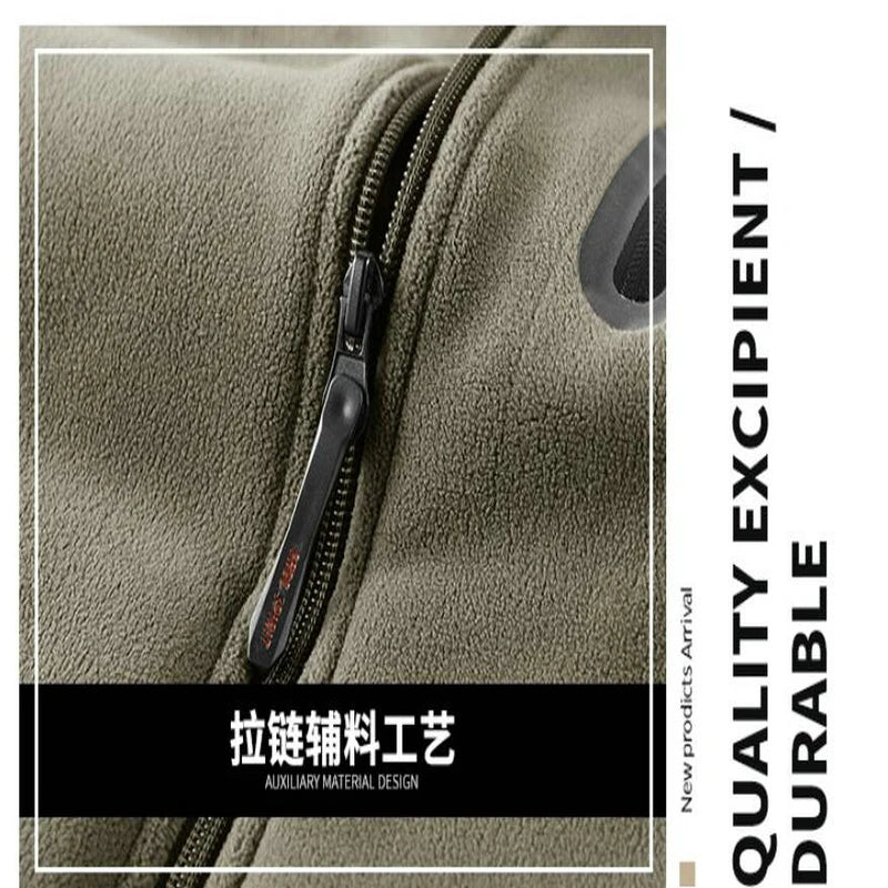 2026 Solid Men's Fleece-Lined Cycling Jacket New Arrival Winter Windproof Stand-Collar Zip-Up Thicken Warm Plush Coat Clothing