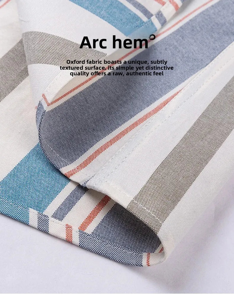 Men's 100% Cotton Smart Casual Shirt Long Sleeve Plaid Oxford Casual Solid Color Print Regular Fit Dress Shirt Oversized  6XL