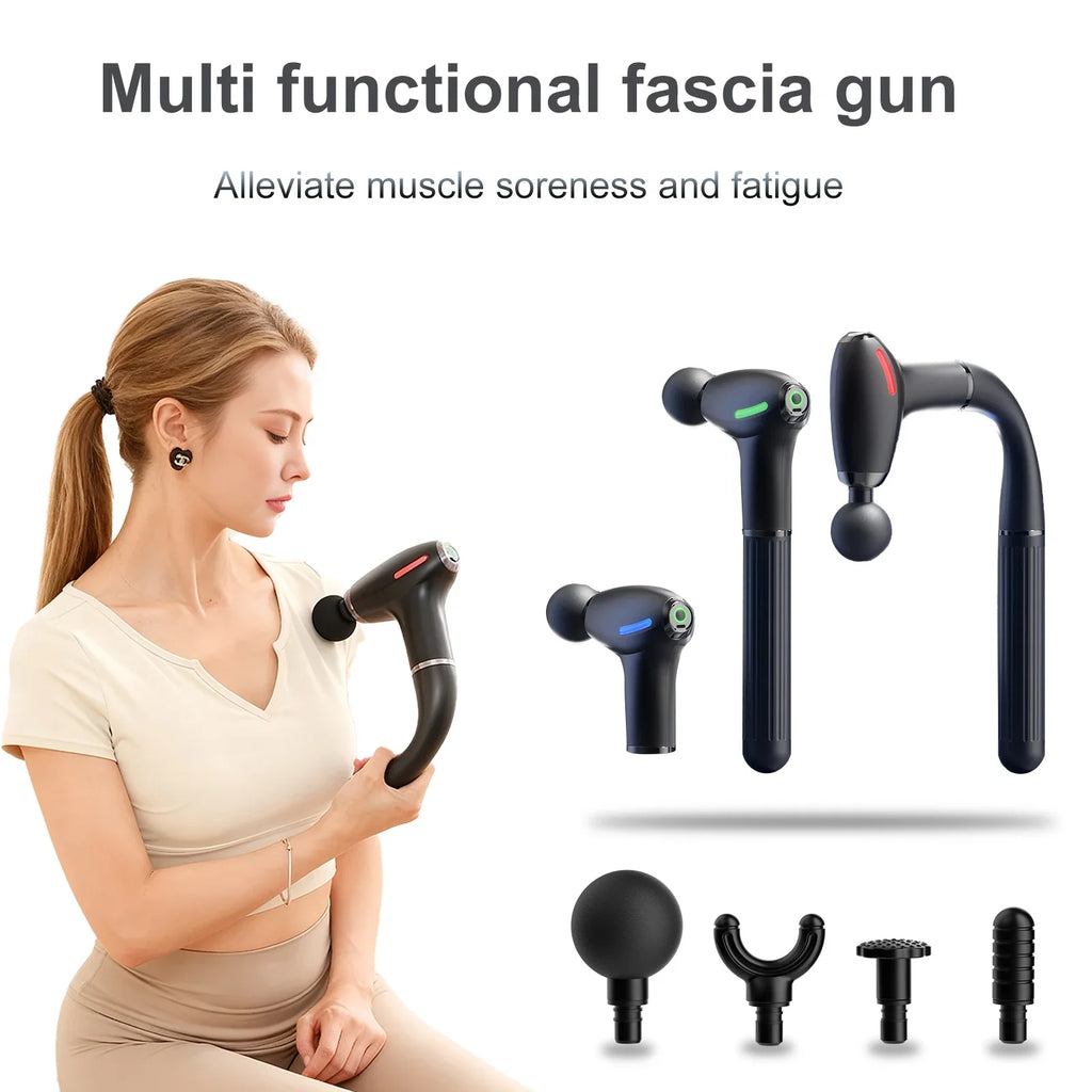 Mulit functional fascia gun with Extended Handle Percussion Back Massager for muscle relaxation  Back Waist Body Massage