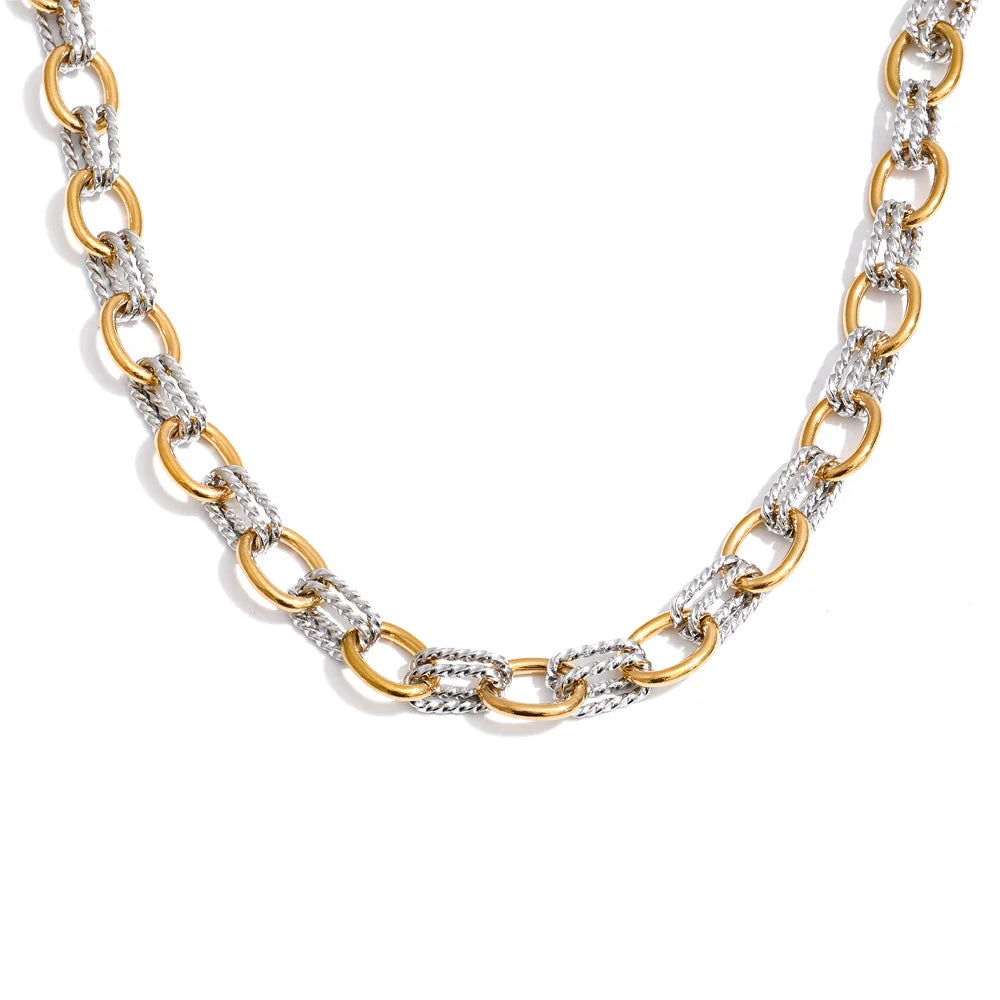 Yhpup Stainless Steel Metal Handmade Chain Statement Necklace Bracelet 2026 PVD Plated Waterproof Popular Statement Jewelry