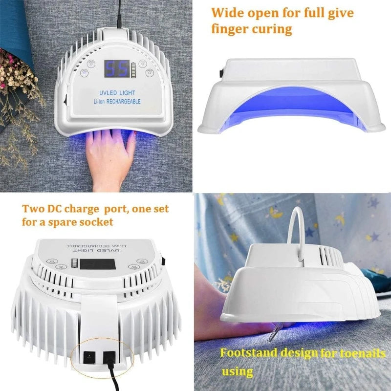 64W Rechargeable UV LED Nail Lamp Gel Polish Drying for Manicure with Automatic Sensor Cordless Nail Dryer Equipment and Tools